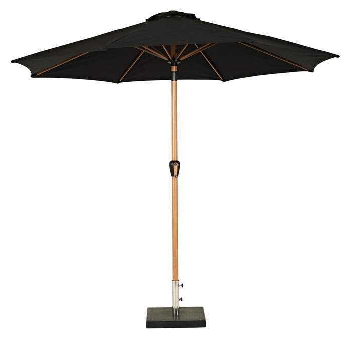 Markedsparasoll Stockholm Ø300 cm svart/teak m/sveiv